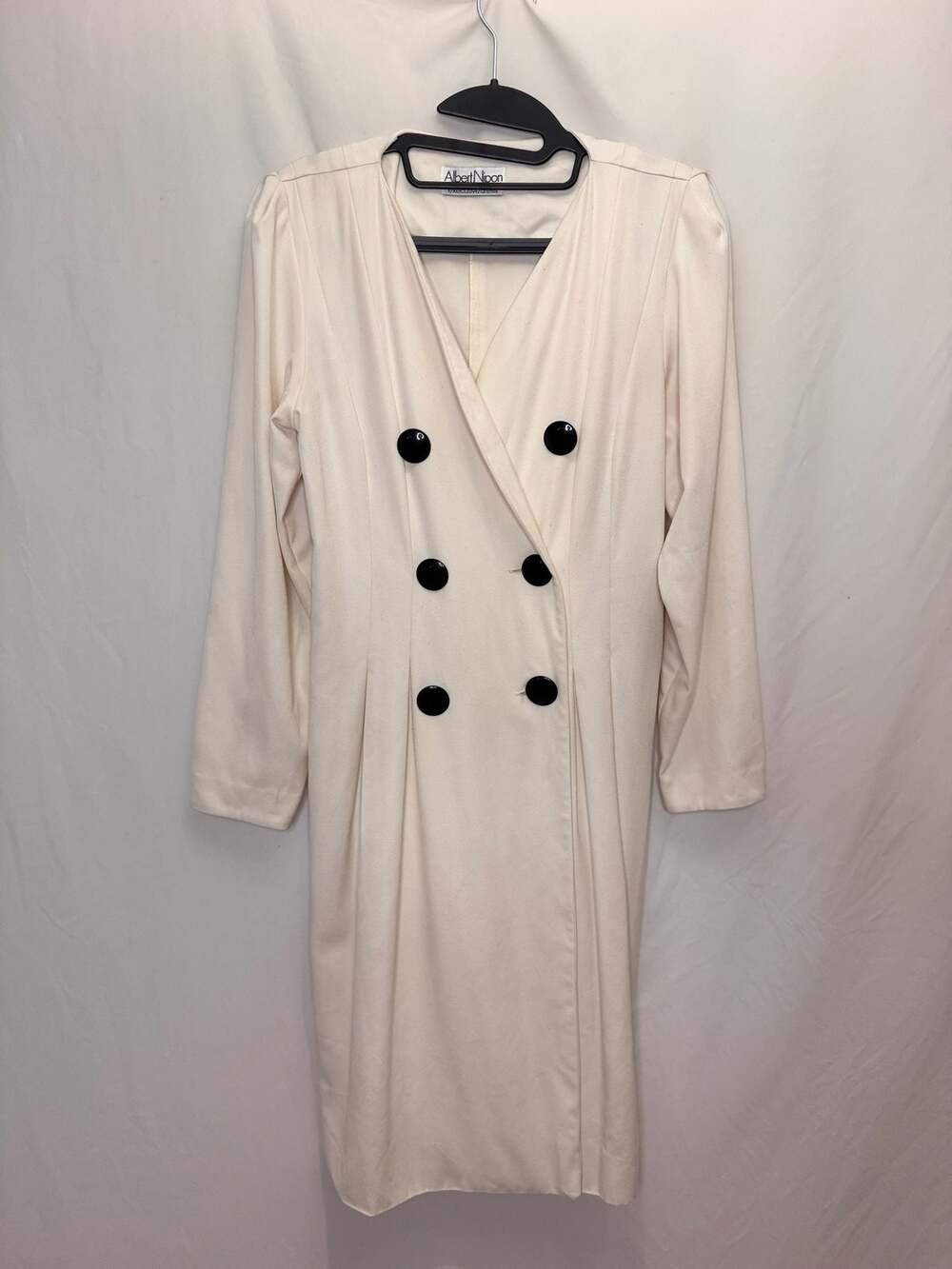 Vintage Early 90’s Albert NIPON Executive Dress Cream Double Breasted Size 6